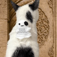 6 公分/2.36 吋手工鉤針幽靈吊墜帶紗線,可愛毛絨娃娃禮物 - 白色 - 查看 6