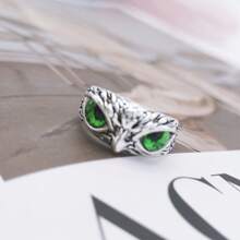 1只西方創意貓頭鷹設計的潮流戒指,適用於日常穿戴或派對,材質為合金 - 紫色 - 查看 5