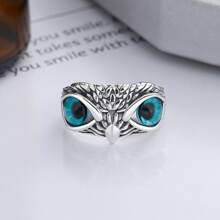 1只西方創意貓頭鷹設計的潮流戒指,適用於日常穿戴或派對,材質為合金 - 紫色 - 查看 3