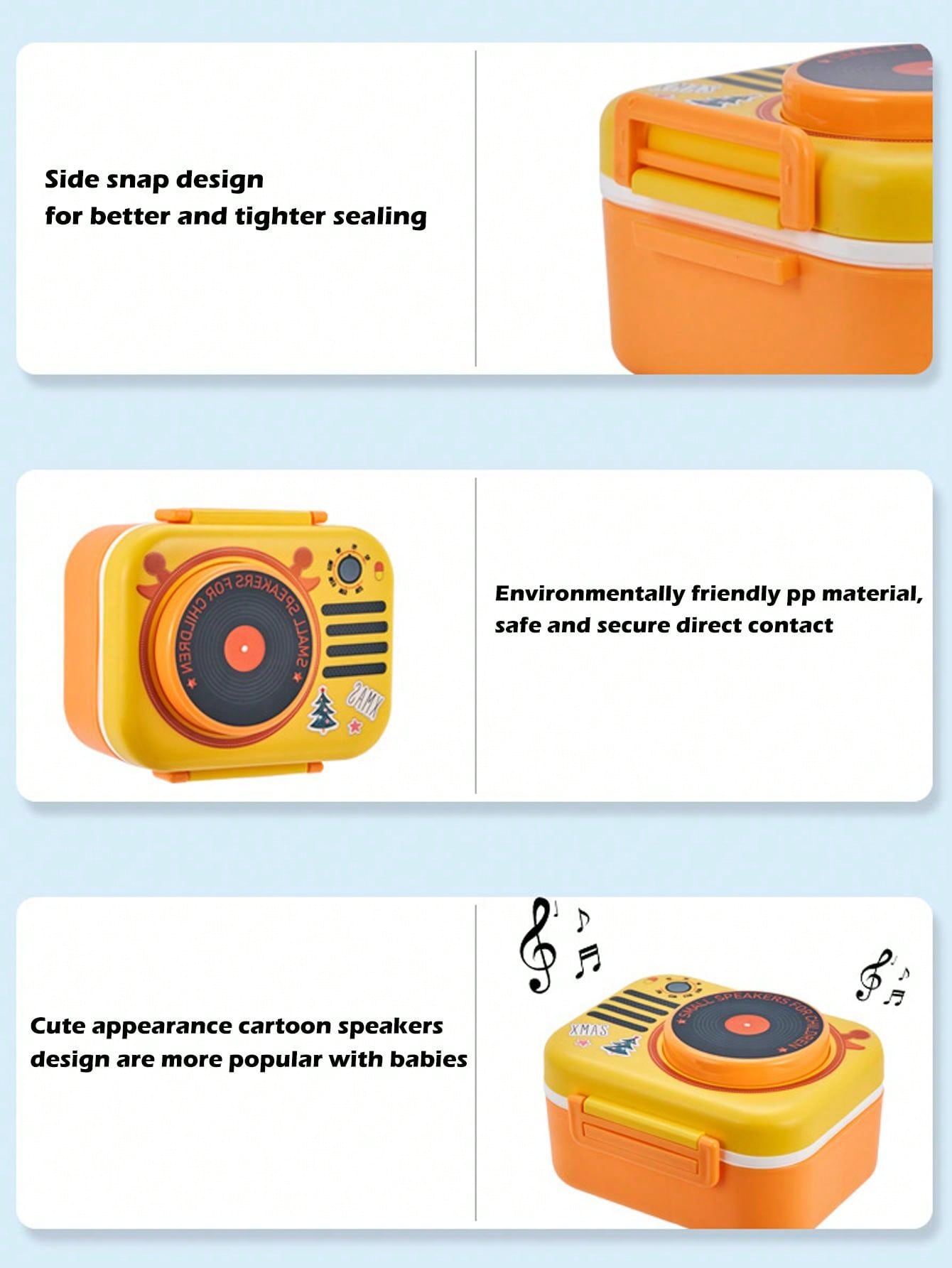 1pc Children's Bento Box With Dividers, Portable Lunch Box With Spoon