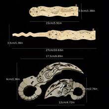 1把木質3d蝴蝶摺疊爪式切割拼圖diy拆包玩具木質爪式組件模型木質拼圖玩具蝴蝶刀模型摺疊刀 - 棕色 - 查看 3