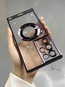 New Magnetic Adsorption Phone Case, Semi-Transparent Frosted Skin Protecting Cover, 2-In-1 Shell Compatible With Samsung S23 Ultra - Purple - View 1