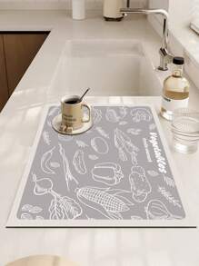 1入組咖啡機珪藻泥排水墊,柔軟橡膠排水墊,防滑超吸水且耐磨的洗碗晾乾墊,台面餐廳桌墊,院子桌面裝飾,家用廚房用品 - 彩色 - 查看 2