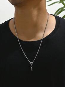 1 件時尚個人化嘻哈風格荊棘吊墜鈦鋼項鍊 - 銀色 - 查看 1