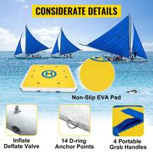 Inflatable Dock Floating Platform  8 X 6 Ft/8 X 8 Ft/12 X 6 Ft With Electric Air Pump & Storage Bag, Swim Dock With Hand Pump 3-4 Person Capacity Drop Stitch PVC Non-Slip Raft For Pool Beach Ocean - 8 x 8 英尺 - 查看 10