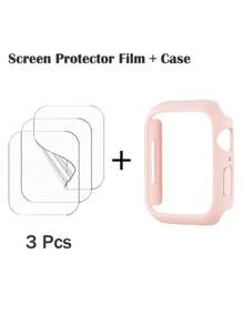 1pc Hollow Out Watch Case + 3pcs Water Absorbent Film Set Suitable For 38/40/41/42/44/45/49mm Apple Watch Ultra/Se/8/7/6/5/4/3/2/1 - White - View 2