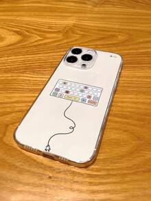 1pc Simple Cartoon Keyboard Pattern Transparent Tpu Full Coverage Phone Case Compatible With IPhone - Multicolor - View 2