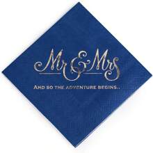 20 件蓝色纸质鸡尾酒餐巾，带银箔设计，适用于正式晚宴、周年纪念、勃艮第婚礼餐桌、客房、卫生间、新娘送礼会餐巾、订婚单身派对甜点饮料桌派对用品、圣诞节 - Blue - 查看 1