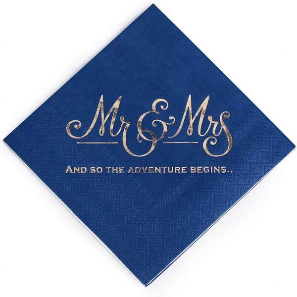 20pcs Blue Paper Cocktail Napkins With Silvery Foil Design Formal Dinner, Anniversary, Burgundy Wedding Napkins For Tables, Guestrooms, Restrooms Bridal Shower Napkins Engagement Bachelorette Party Dessert Beverage Table Party Supplies,Christmas