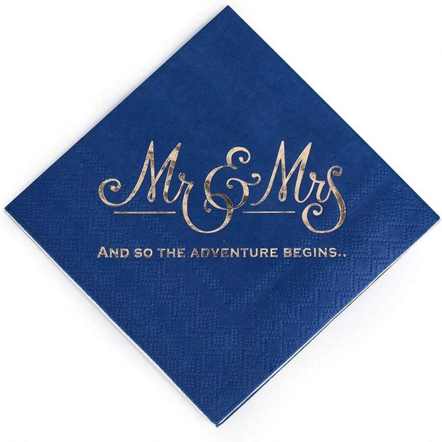 20 件蓝色纸质鸡尾酒餐巾，带银箔设计，适用于正式晚宴、周年纪念、勃艮第婚礼餐桌、客房、卫生间、新娘送礼会餐巾、订婚单身派对甜点饮料桌派对用品、圣诞节 - Blue - 查看 1