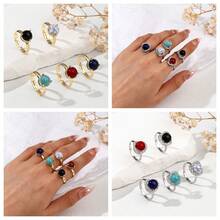 1set Simple & Stylish Turquoise Women's Rings, Daily Wear 5pcs/Set - Multicolor - View 5
