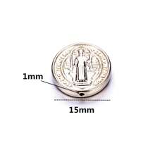 15 顆/包合金材質 Kc 金色圓珠,雙面雕刻聖本篤珠,diy 珠寶製作配件 - 金色 - 查看 4