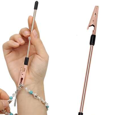 1入強力彈性金屬鱷魚卡夾,多功能助理工具,適用於佩戴手鍊和珠寶飾品