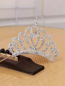 Bridal Crown Wedding Dress Headpiece For Children Birthday Party And Stage Performance, Versatile Rhinestone Princess Headband Crown - Silver - View 4