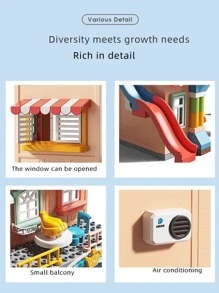 包含摩天輪、遊樂園滑道軌道和其他配件的兒童積木,共194件,適合3-10歲兒童 - 黃色 - 查看 4