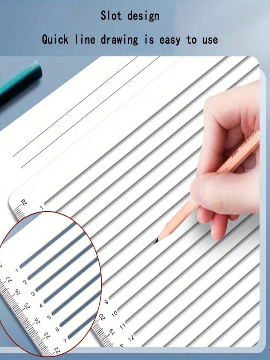 Regla de línea de 1 cm, regla de plantilla de línea recta, regla de marcado de línea transparente, plantilla de caligrafía para tareas escolares de estudiante A4 - Blanco - Ver 1