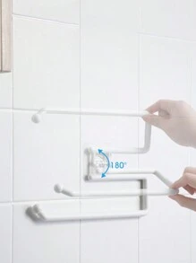 1pc Kitchen Roll Paper Holder, Wall Mounted Cabinet Storage Rack For Cling Film And Cloth, Suitable For Bathroom/Kitchen/Household Storage Organizer - White - View 6