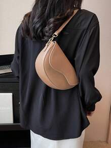 Yogodlns Women's Vintage Shoulder Bag Shaped Bag, Satchel Bag With Wide Strap Saddle Bag, Versatile Handbag - Apricot - View 3