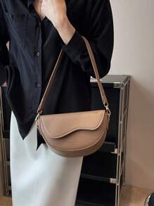 Yogodlns Women's Vintage Shoulder Bag Shaped Bag, Satchel Bag With Wide Strap Saddle Bag, Versatile Handbag - Apricot - View 4