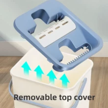 1套桶式拖把,雙手免摸拖把組合包,使用清潔桶,適用於客廳和臥室清潔 - 綠色 - 查看 6