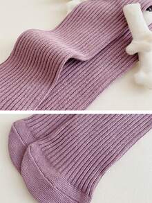 Kids' Hand In Hand Socks, Parent-Child Unisex Mid-Calf Socks, Solid Color Cute Funny Sport Socks For Students - Purple - View 3