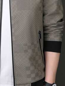 Men's Outdoor Baseball Collar Sports Jacket Gym Clothes Men - Khaki - View 3