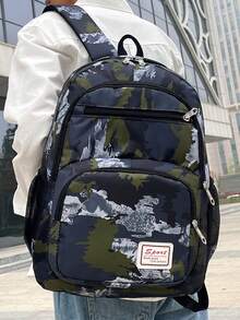 3PCS Large-Capacity College-Style Fashionable Backpacks, Cross-Shoulder Bags, And Stationery Bags Suitable For School - Green - View 3