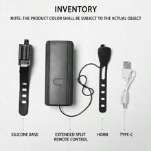 1 件 Abs 防水自行車燈,帶喇叭功能,usb 充電,增強您的道路安全和性能 - 黑色 - 查看 8