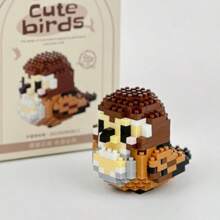 1 pièce Mignon bloc de construction en bois en forme d'oiseau brun, jouet anti-stress, fait main, cadeau pour petit(e) ami(e), cadeau pour la Saint-Valentin/anniversaire, perroquet