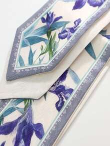 1條簡約印花圍巾,時尚絲質頸巾 - 彩色 - 查看 2