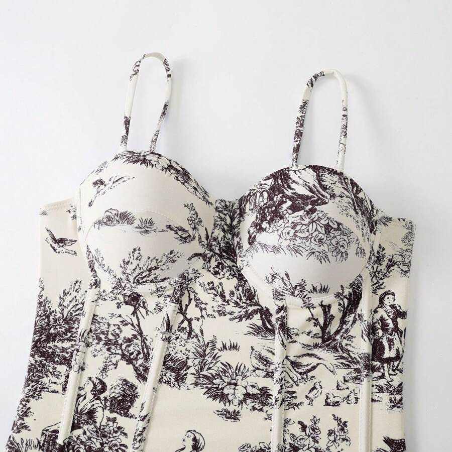 Women European And American Style OnePiece Swimsuit, Retro French