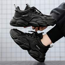 Giày dép Nam 2024 Mới Ngoài trời Chống trượt Thể thao Giày Chạy bộ Giải trí Linh hoạt Nam Giày dép Dày Đế Giày thể thao thoáng khí chất liệu da PU Nam Giày dép - màu đen - Xem 1