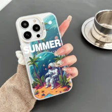 1入組通用型太空人防滑防震手機殼，適用於iPhone 7/8/11/12/13/14/15/X/Xr/Xs/Plus/Pro/Pro Max/Se2 - 銀色[0] - 查看 1