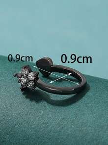 1個簡單時尚清新星形無耳洞耳夾,耳環 - 槍黑色 - 查看 5