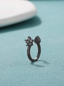 1個簡單時尚清新星形無耳洞耳夾,耳環 - 槍黑色 - 查看 2