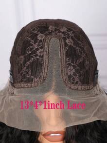 柔軟水波天然黑色26英寸180密度頭髮微糾卷深色蕾絲前綁假髮,配有發絲,長時間耐熱,每日1入組/個,適用於冬季聖誕節 - 黑色 - 查看 9