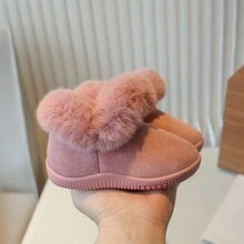 1對女童加絨柔軟底冬靴,溫暖且可愛,適用於冬季 - 粉色 - 查看 3