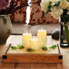 長串燈飾無火蠟燭,電池操作蠟燭,嵌入式燈飾led蠟燭,帶遙控器的防碎型有機玻璃蠟燭,3入套裝,象牙白色 - 米色 - 查看 1