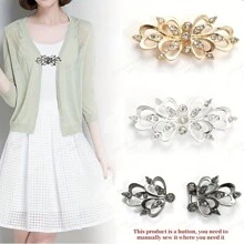 1對實色水晶胸針女士的翻領針,適用於羊毛衫、夾克、外套和連衣裙 - 黑色 - 查看 1