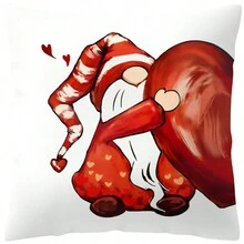 4入組情人節枕套批發,紅色短毛絨印花心形抱枕套,節日裝飾靠墊套,適用於床上/沙發上 - 杏色 - 查看 9