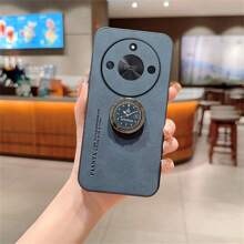 Sheepskin Texture Fabric Anti-Fall Soft Phone Case For Men, Vintage Classic High-End Mobile Phone Protective Cover Compatible With Huawei/Honor - Blue+Bracket - View 1