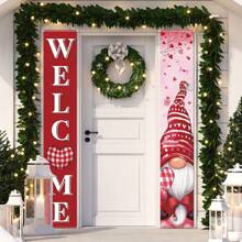 3 件/套情人節、聖派翠克節、復活節主題派對乙烯基/聚酯佈門裝飾品 - 3件裝對聯組合B款 - 查看 8