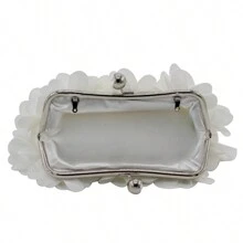 全新花卉印花晚餐包,新娘包,俱樂部包,時尚包,禮服包,手拿包,旗袍包 - 白色 - 查看 2