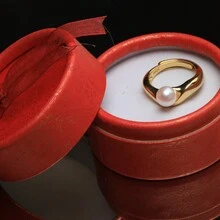 1pc High-End Stylish Natural Akoya Pearl Ring With S925 Sterling Silver Adjustable Band For Women's Daily Or Festival Wear - White - View 8