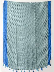 1pc Simple Printed Scarf For Women, Fashionable Sunscreen Beach Shawl, All-Match Headscarf & Shawl - Blue - View 4