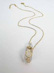 1個透明天然石項鍊,銅製打造,鑲嵌立方氧化鋯,18k香水瓶吊墜毛衣鏈,時尚奢華,適合女性,是一份多樣化的禮物,適用於母親,妻子,女友,適合派對,日常,約會,節日等 - 彩色 - 查看 4