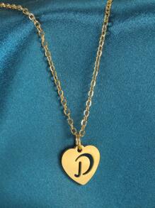 1pc Simple Stainless Steel 26 English Alphabet Pendant Necklace, Ideal Gift For Friends - Yellow Gold - View 25