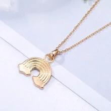1 Pc Fashion Colorful Cubic  Rainbow Pendant Necklace For Women Collarbone Chain Party Gifts Wedding Jewelry - Rainbow - View 2