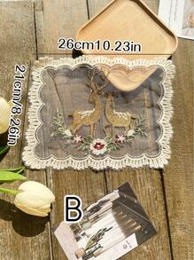 1pc Vintage Lace Border Embroidered Cushion Cover / Pillowcase / Coaster / Table Mat / Sofa Decoration Handicraft