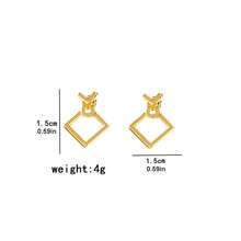 1pair Simple Geometric Hollow Out Metal Square Diamond Shaped Earrings For Women, All-Match Heart Stud Earrings - Gold - View 6